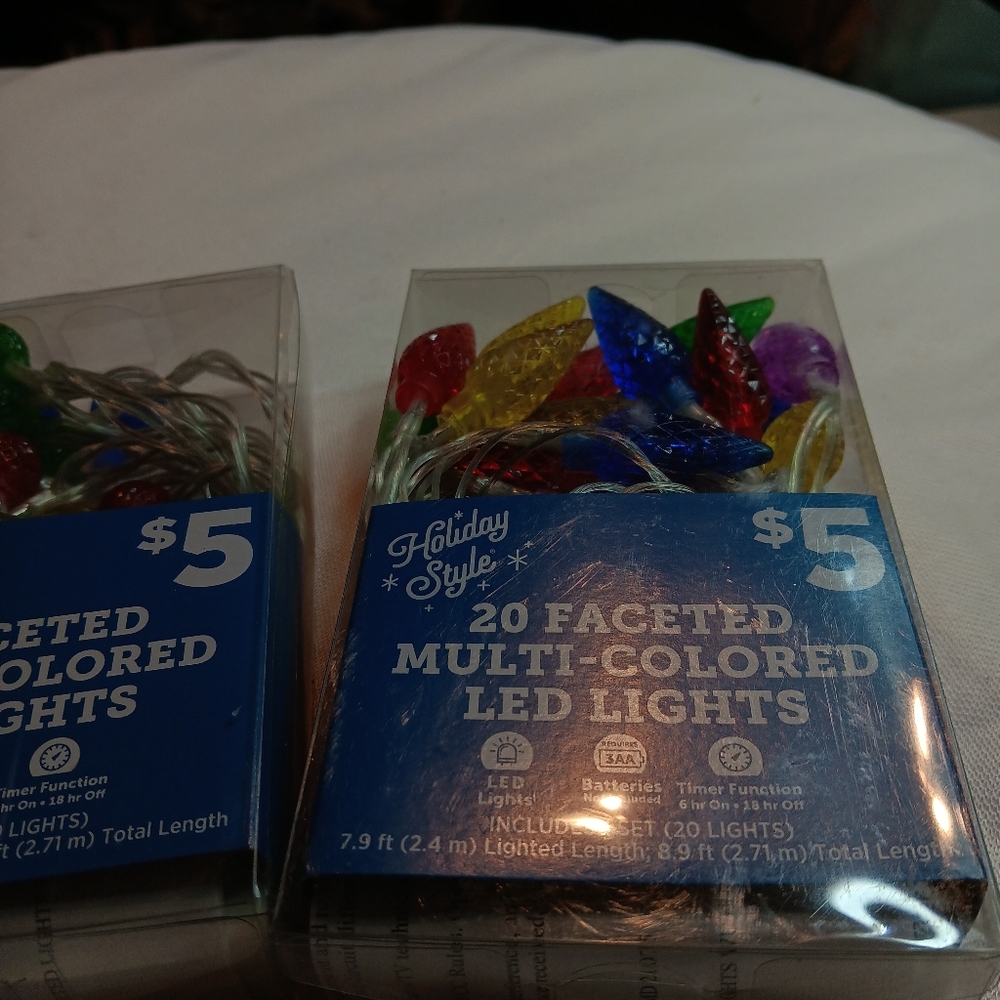 3 Boxes Of 20 Faceted Multi-Colored LED Lights Battery Operated W/Timer Function - Picture 3 of 3